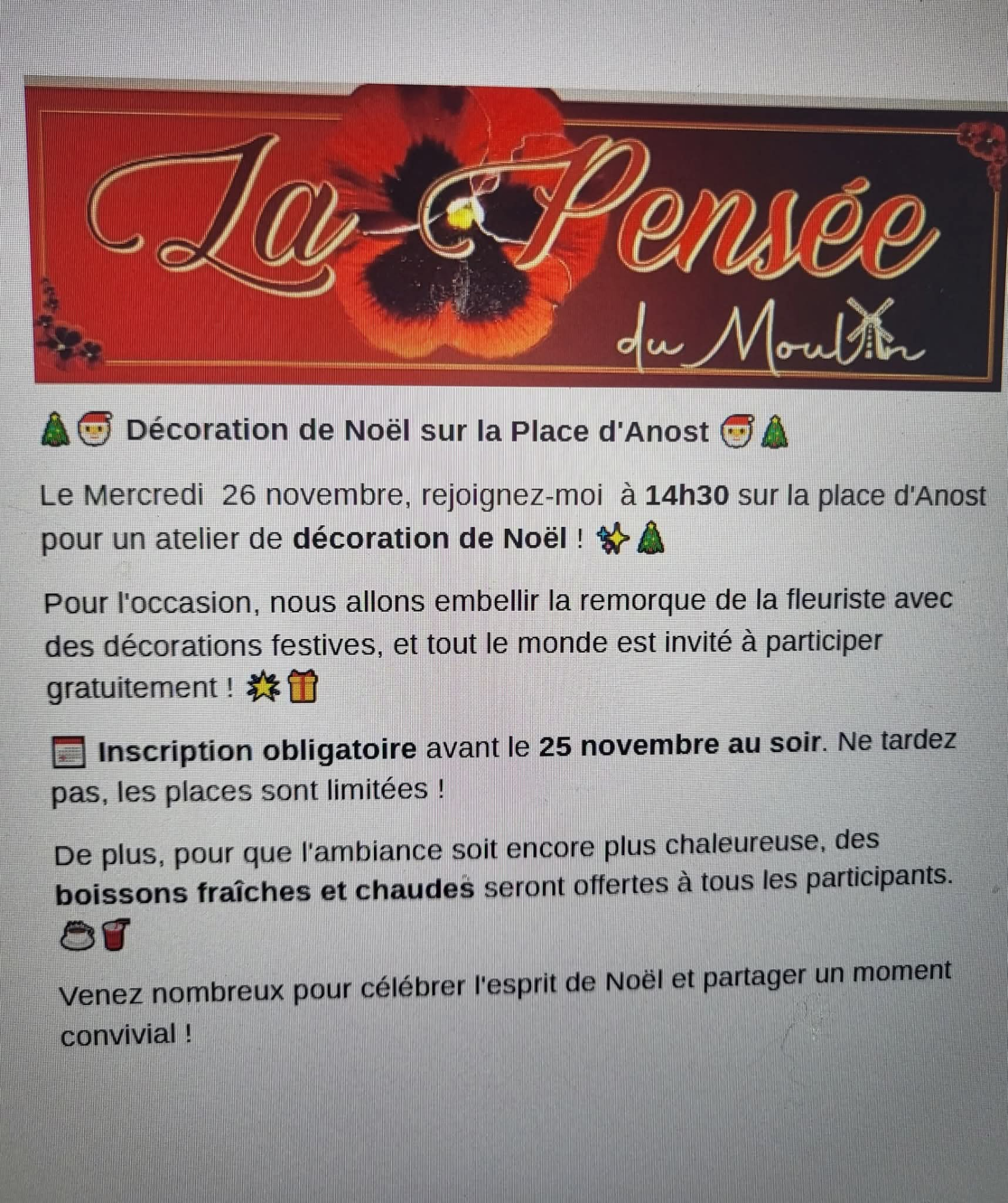 atelier deco de noel fleuriste